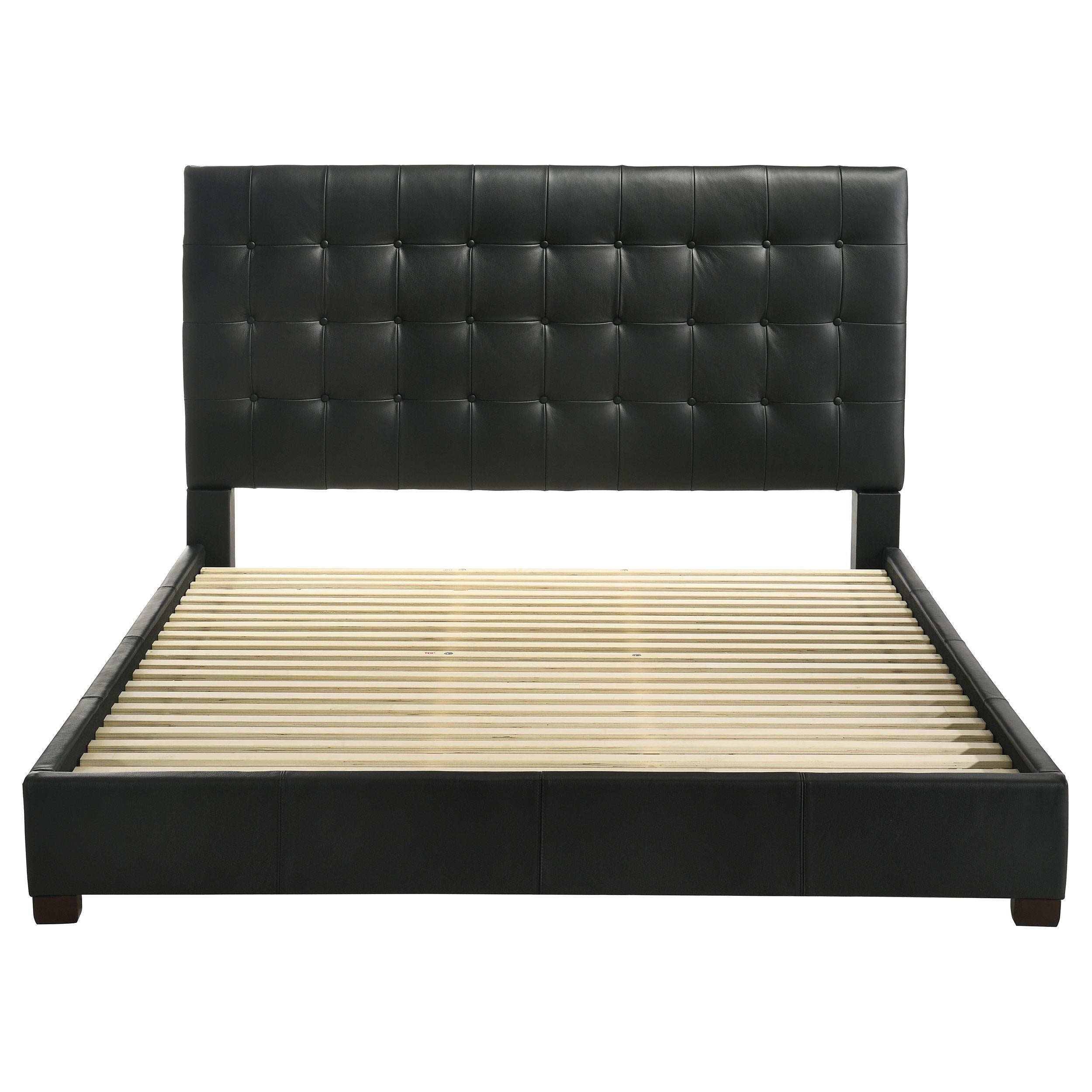 Coaster Furniture Medley 315911BLKKE Genuine Leather Eastern King Platform Bed - Black IMAGE 1